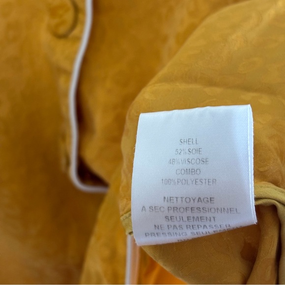 Jonathan Simkhai Yellow Leopard Print Button Satin Silk Shirt Women's Size 14 - Picture 4 of 7